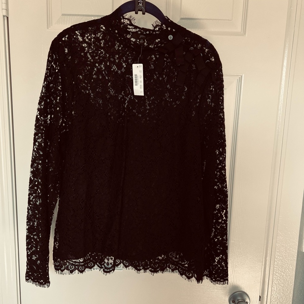 J Crew Elegant Black Lace Women's Top Size 14